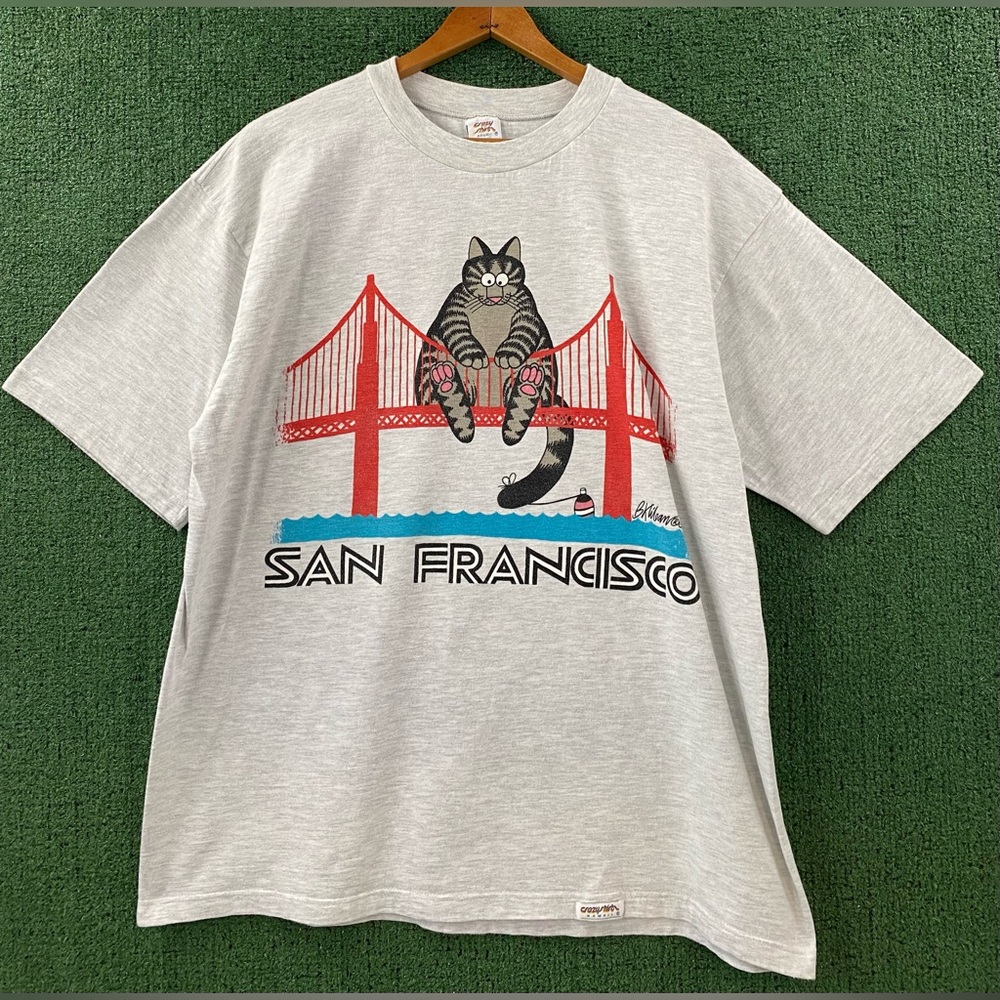 VTG 90’s B. Kliban Cat San Francisco Golden Gate Double Sided T-Shirt Mens Large